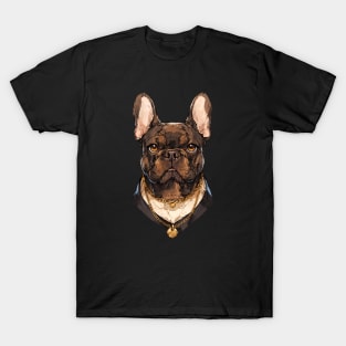 Chocolate with Gold Chain French Bulldog T-Shirt